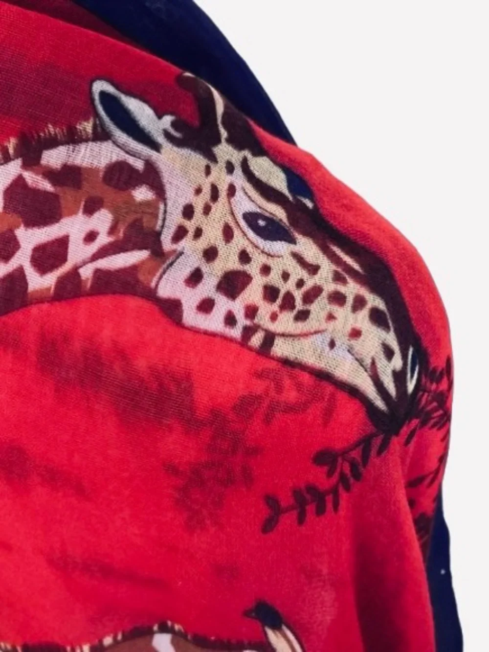 Giraffe Scarf Red Blue Large Wrap Animals Boho Vintage? Shawl Birds Estate